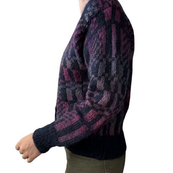 Vintage 1990s Womens Mohair Fluffy Striped Witchy Hippy Cardigan Sz M - Picture 5 of 6